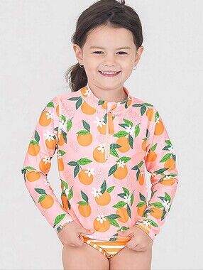 Rufflebutts Toddler Orange You the Sweetest Long Sleeve Rashguard ONLY